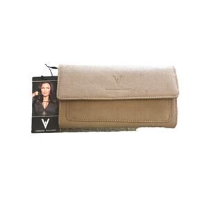 Vanessa William NWT Tan Wallet Wristlet Suede Snap Over